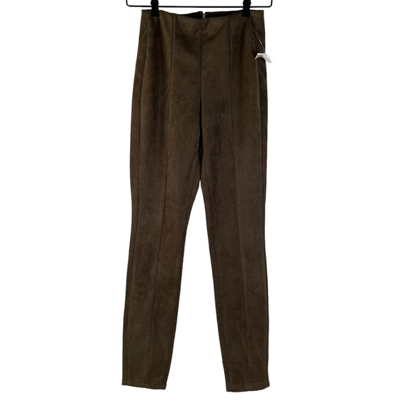 BlankNYC Womens Pants Brown Mid Rise Back Zipper Stretch Faux Suede 25 - Picture 1 of 12
